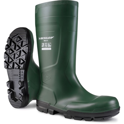 Dunlop WORK IT Full Safety Heritage Green Wellington Boots